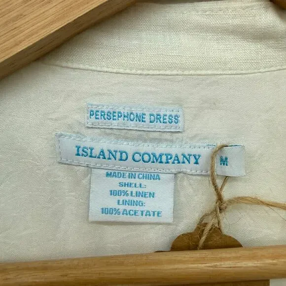 Island Company Persephone White Linen High Low Maxi Dress M Resort Coastal - Picture 7 of 8